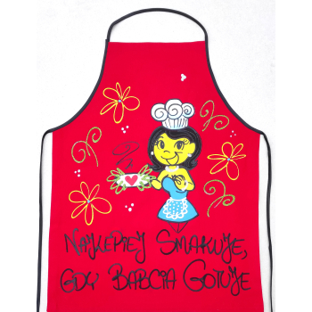 [Fb48] Fartuszek bawełniany  NAJLEPIEJ SMAKUJE GDY BABCIA GOTUJE
